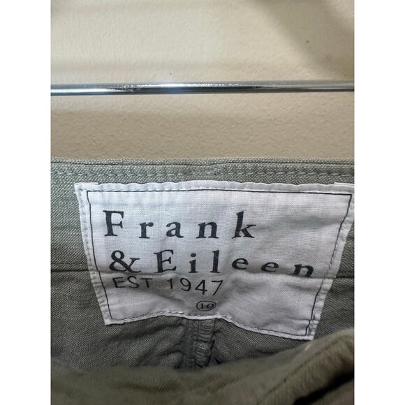 Frank & Eileen Kinsale High Rise Pants Green Sz 10 Raw Hem - See Flaw - Picture 5 of 10